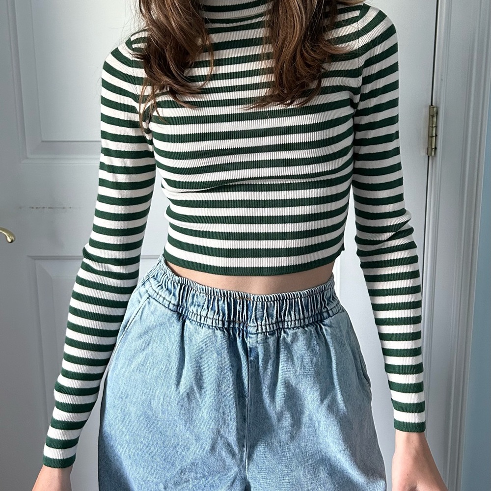 Zara Striped Long Sleeve Turtleneck
